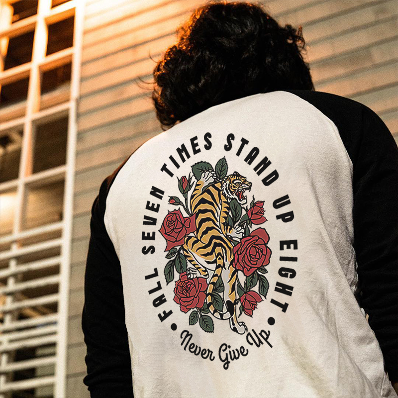  Fall Seven Times Stand Up Eight Printed Men's Long-Sleeved T-shirt-Ranbybox