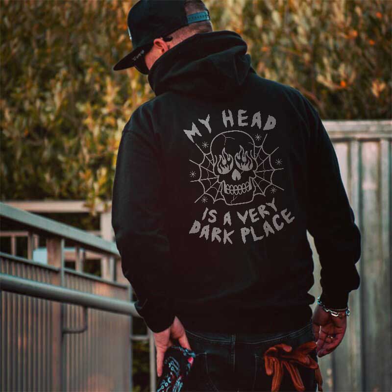  Skull My Head Is A Very Dark Place Men's Hoodie-Ranbybox