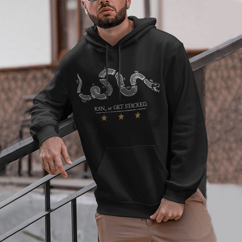  Join Or Get Stacked Snake Printed Men's Hoodie-Ranbybox
