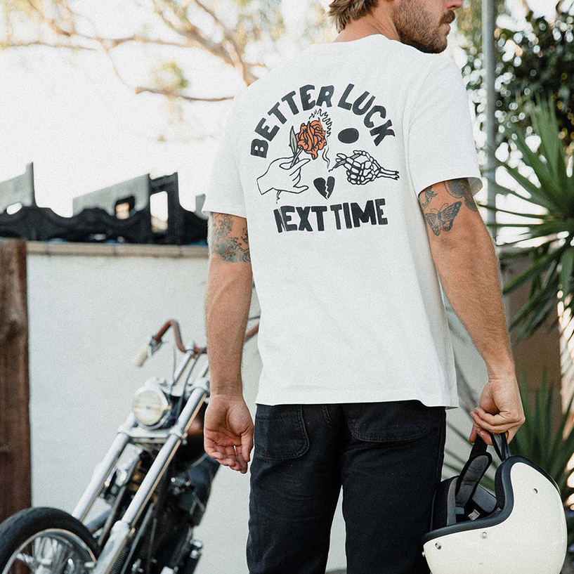 Better Luck Next Time Printed Rose Casual Men's T-shirt-Ranbybox