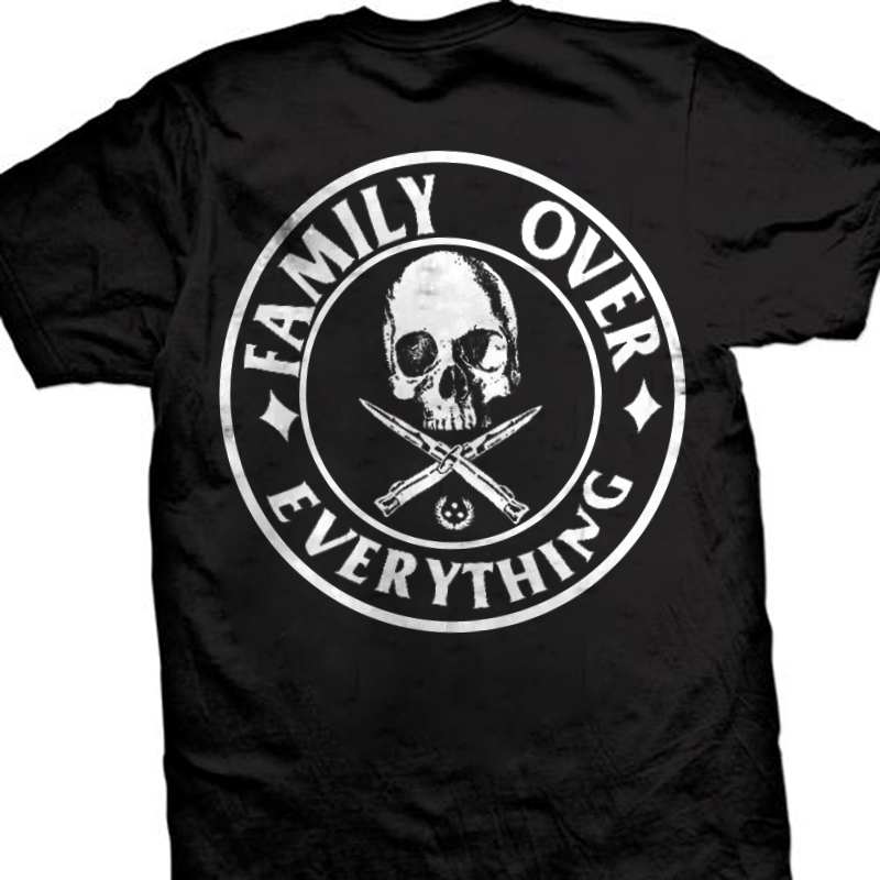 Family Over Everything Skull Printed Men's T-shirt-Ranbybox