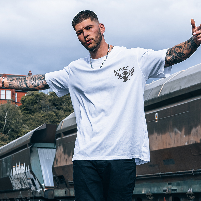  Born For Speed Printed Men's Casual T-shirt-Ranbybox