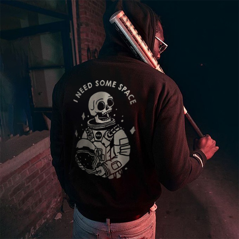  I Need Some Space Skull Astronaut Printed Men's Hoodie-Ranbybox