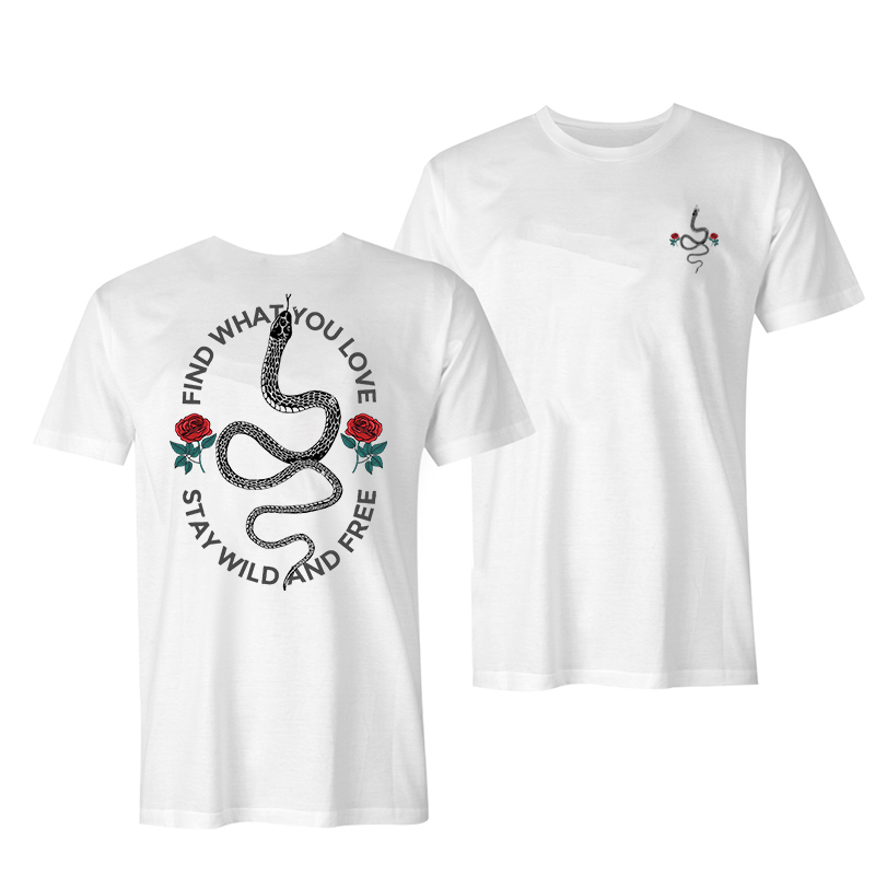  Find What You Love Stay Wild And Free Printed Men's Casual T-shirt-Ranbybox