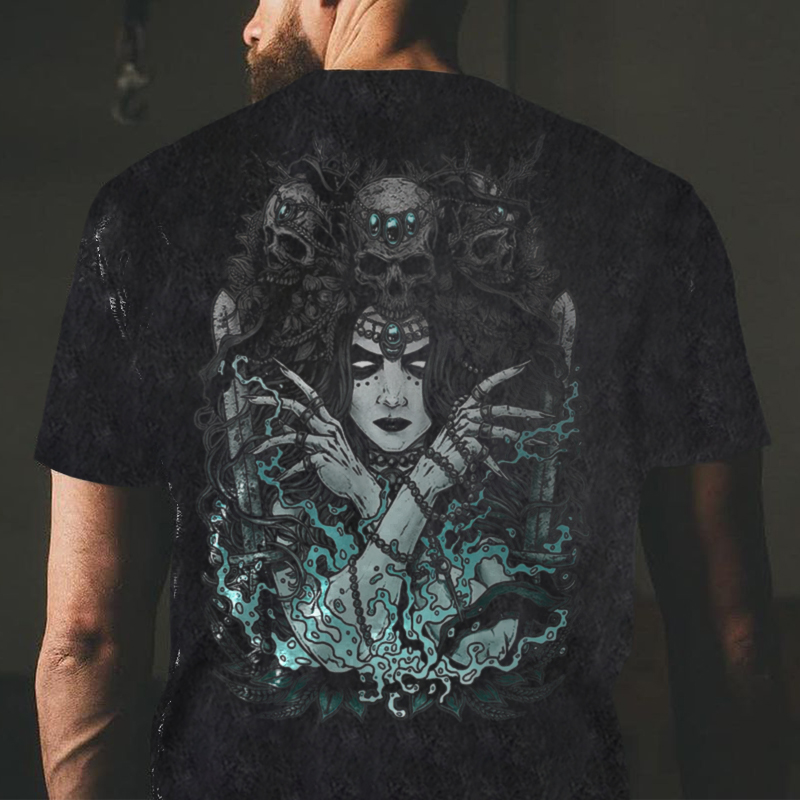  Men's Casual Evil Medusa Printed T-shirt-Ranbybox