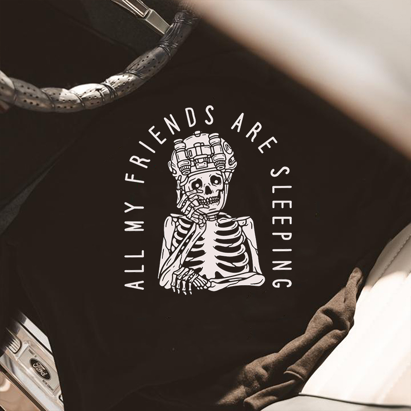  All My Friends Are Sleeping Printed Men's Casual Hoodie-Ranbybox