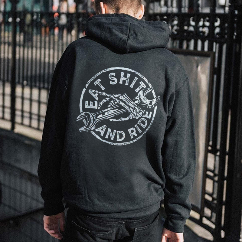  Eat Shit And Ride Printed Men's Hoodie-Ranbybox