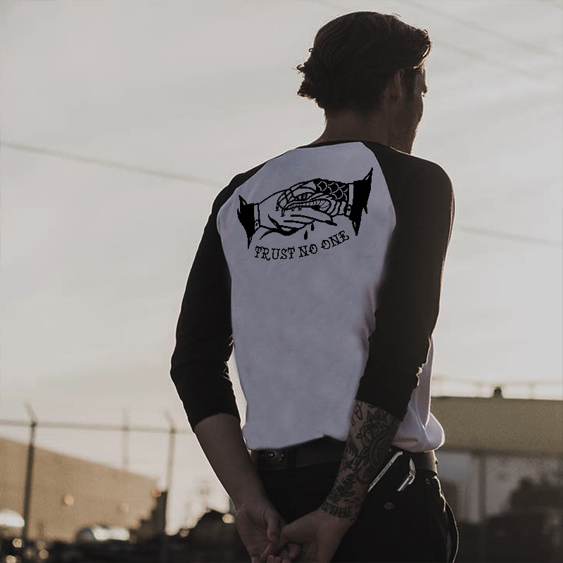  Trust No One Printed Men's Round Neck Long-Sleeve T-shirt-Ranbybox