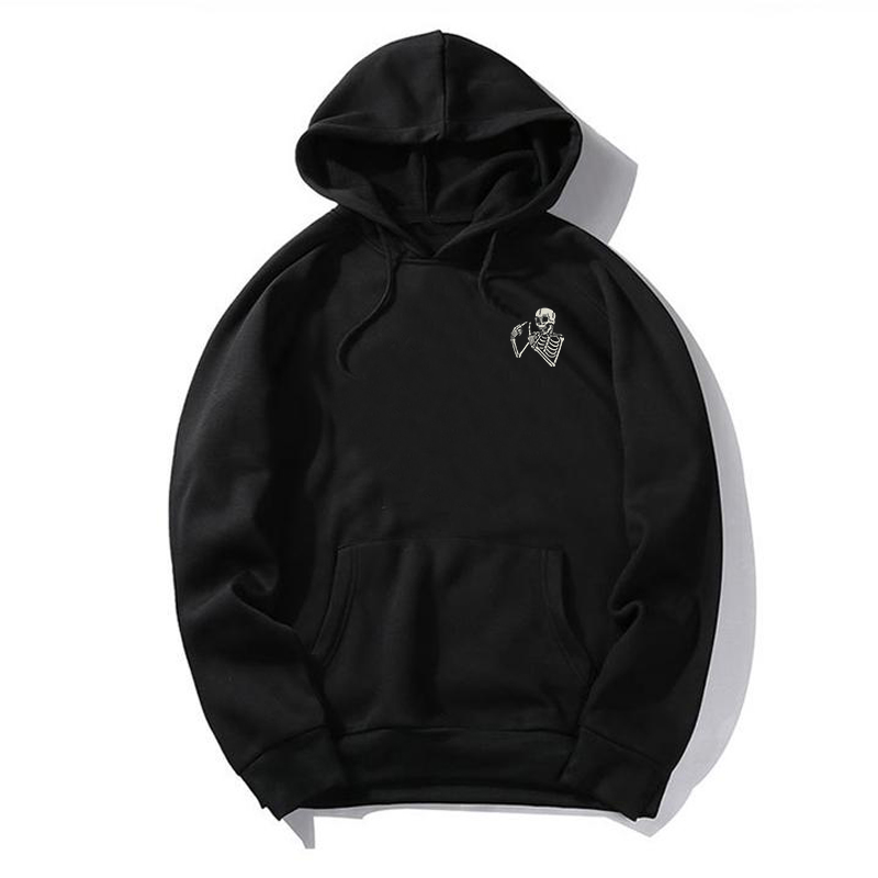  Skeleton Eat Shit Printed Men's Casual Hoodie-Ranbybox