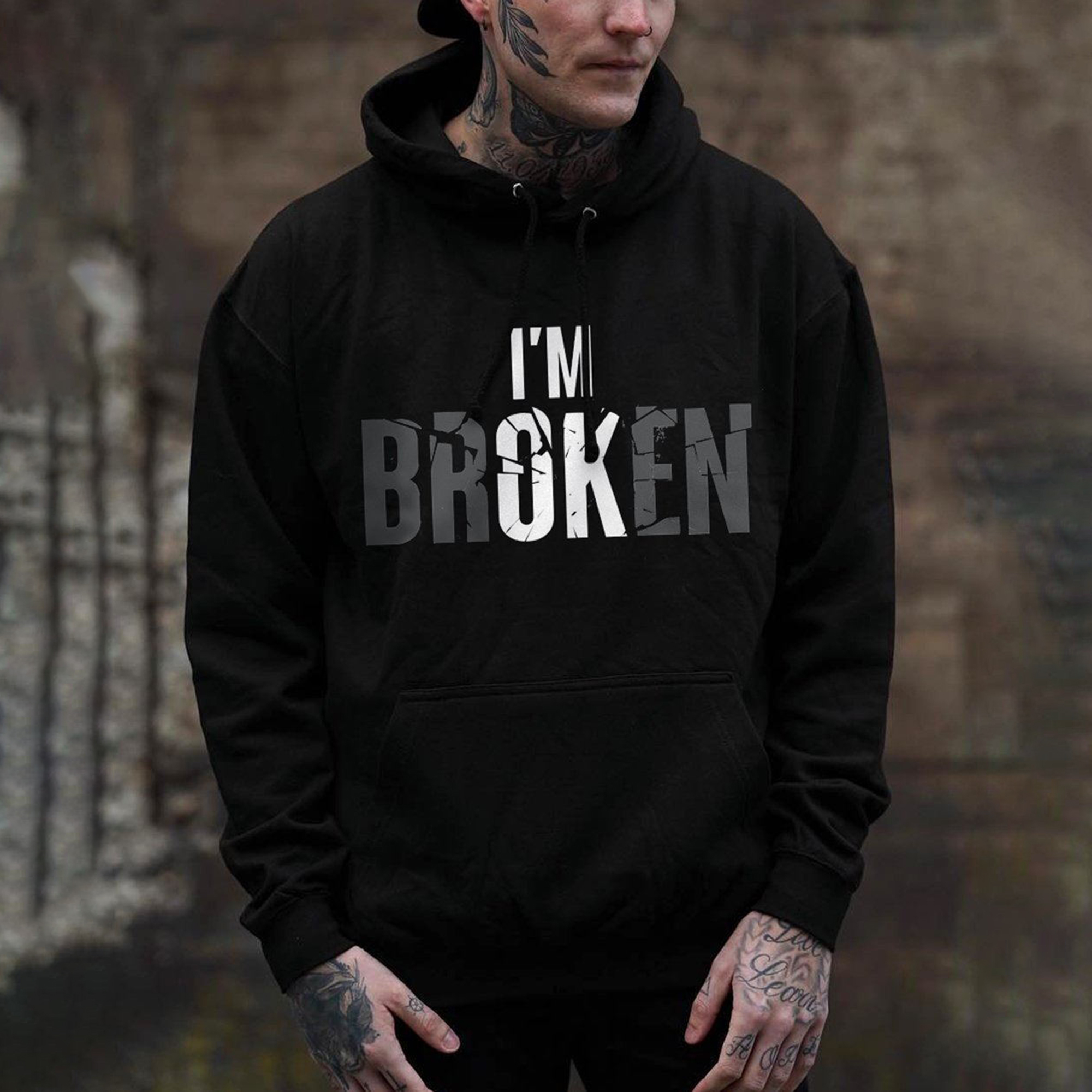  I'M Broken Printed Men's Hoodie-Ranbybox