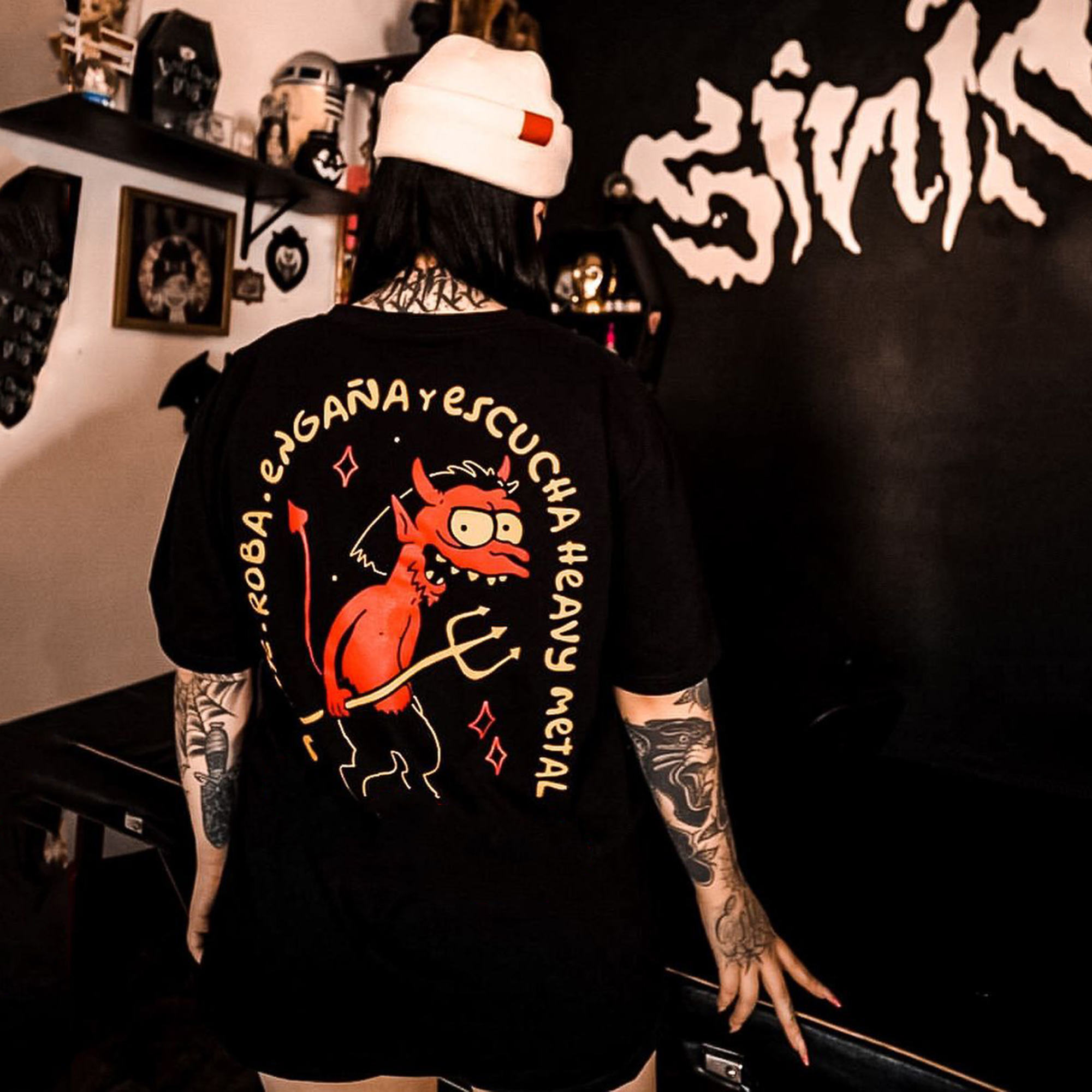  Fashion devil letter print loose regular T-shirt-Ranbybox