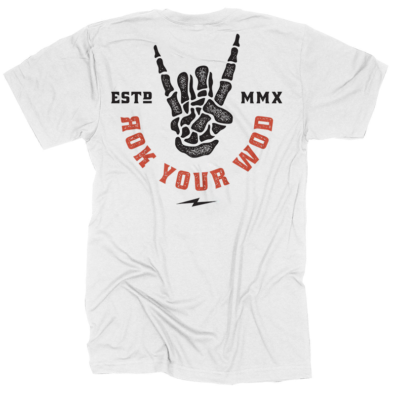  Rock N’ Roll Skull Hand Gesture Streetwear White T-shirt-Ranbybox