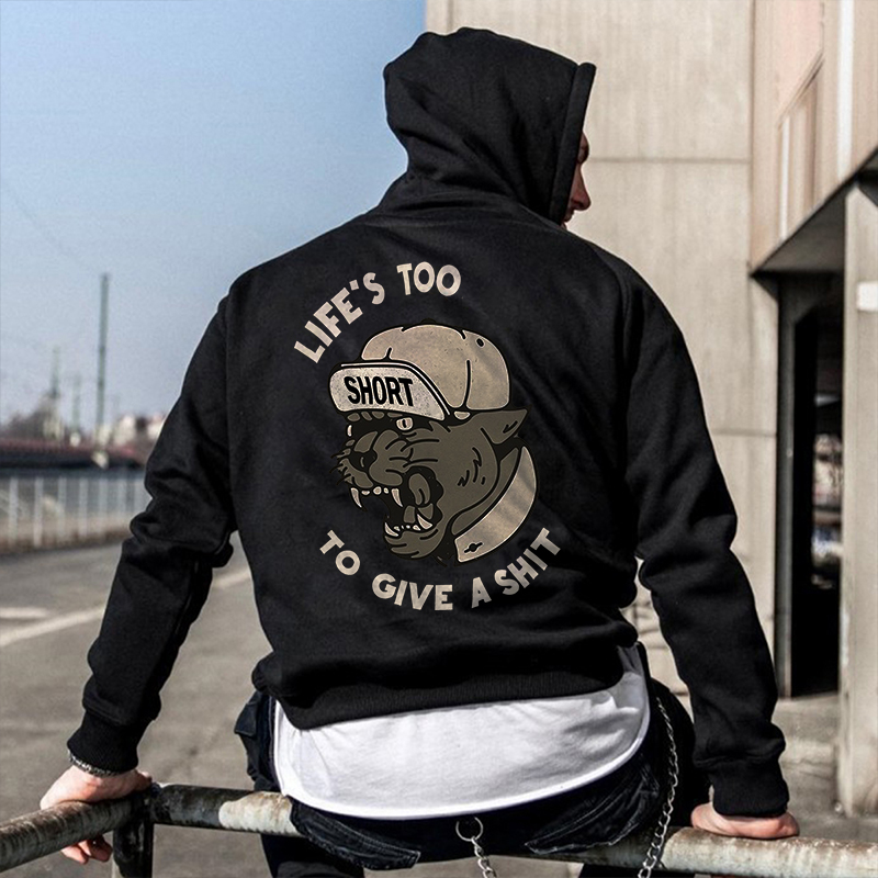  Life's Too Short To Give A Shit Printed Casual Men's Loose Hoodie-Ranbybox