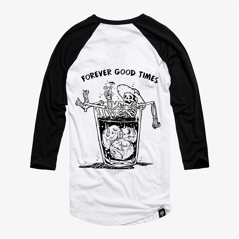  Forever Good Times Skull Printed Men's Long-sleeved T-shirt-Ranbybox