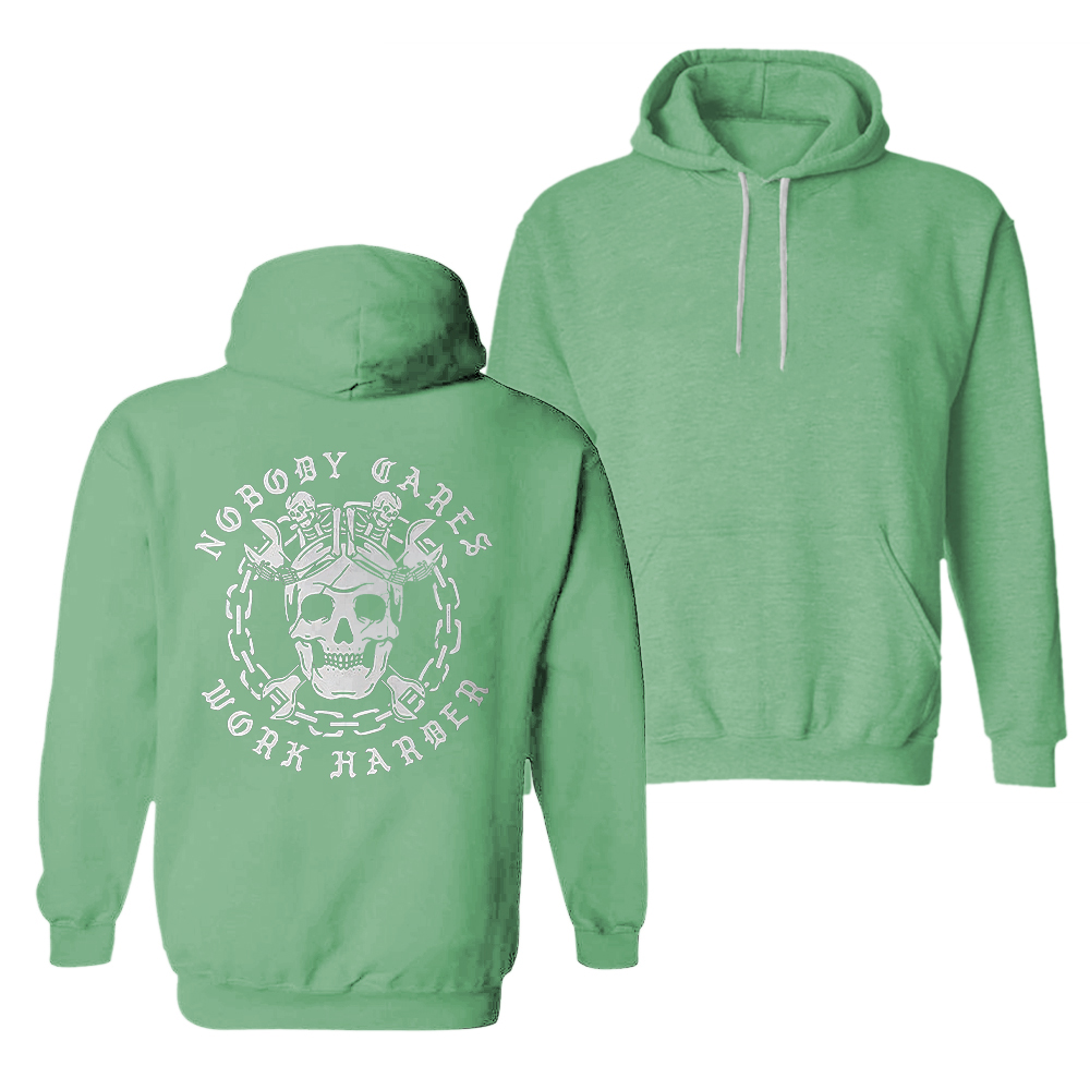  Skull Nobody Cares Work Harder Printed Men's Casual Hoodie-Ranbybox