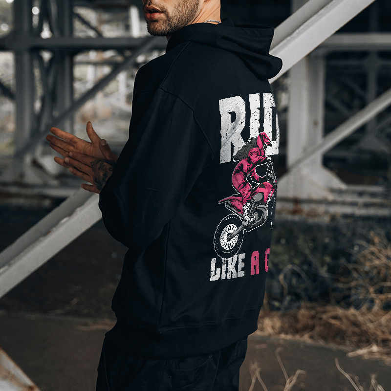  Ride Like A Girl Printed Casual Men's Hoodie-Ranbybox