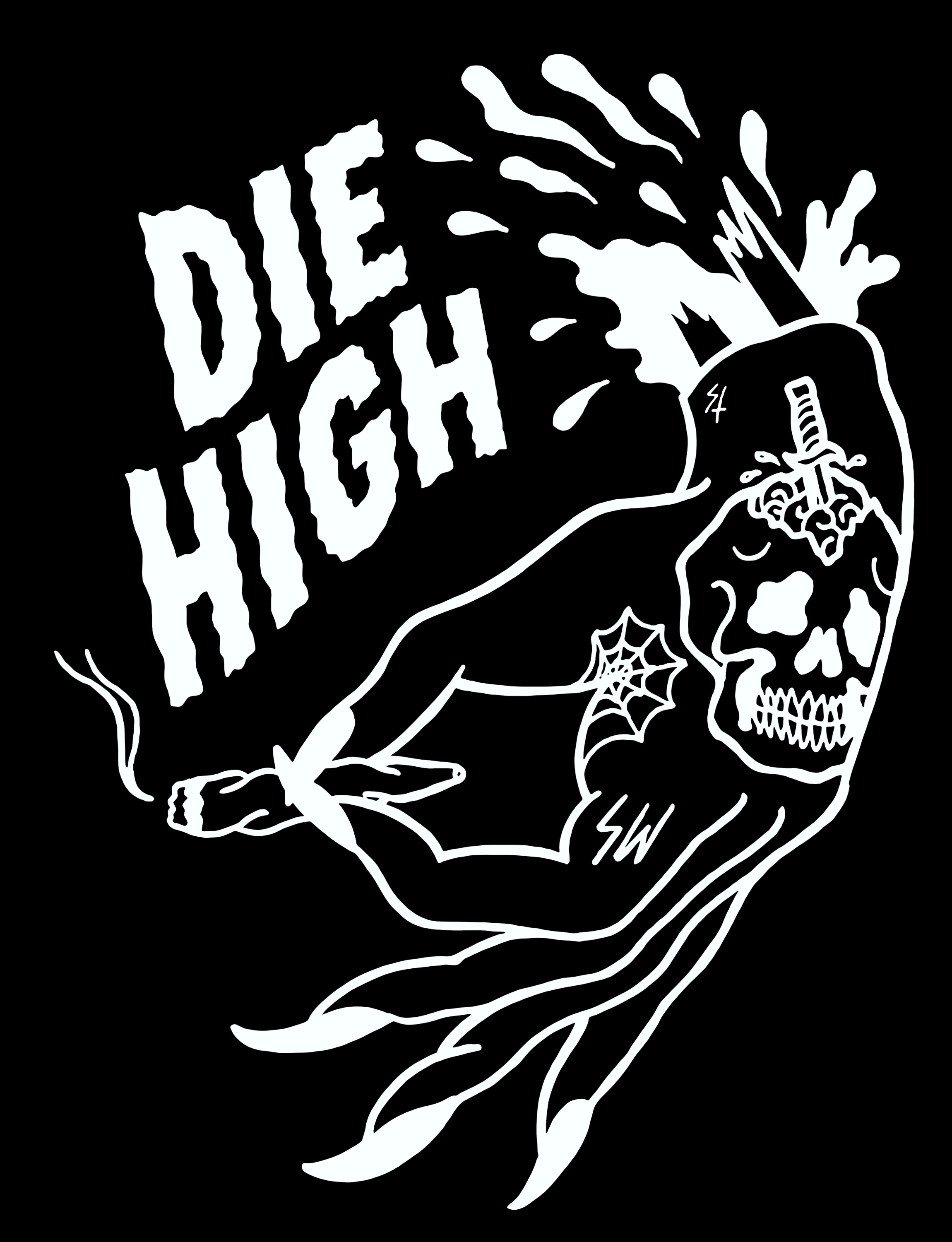  Die high skull print designer basic t-shirt-Ranbybox