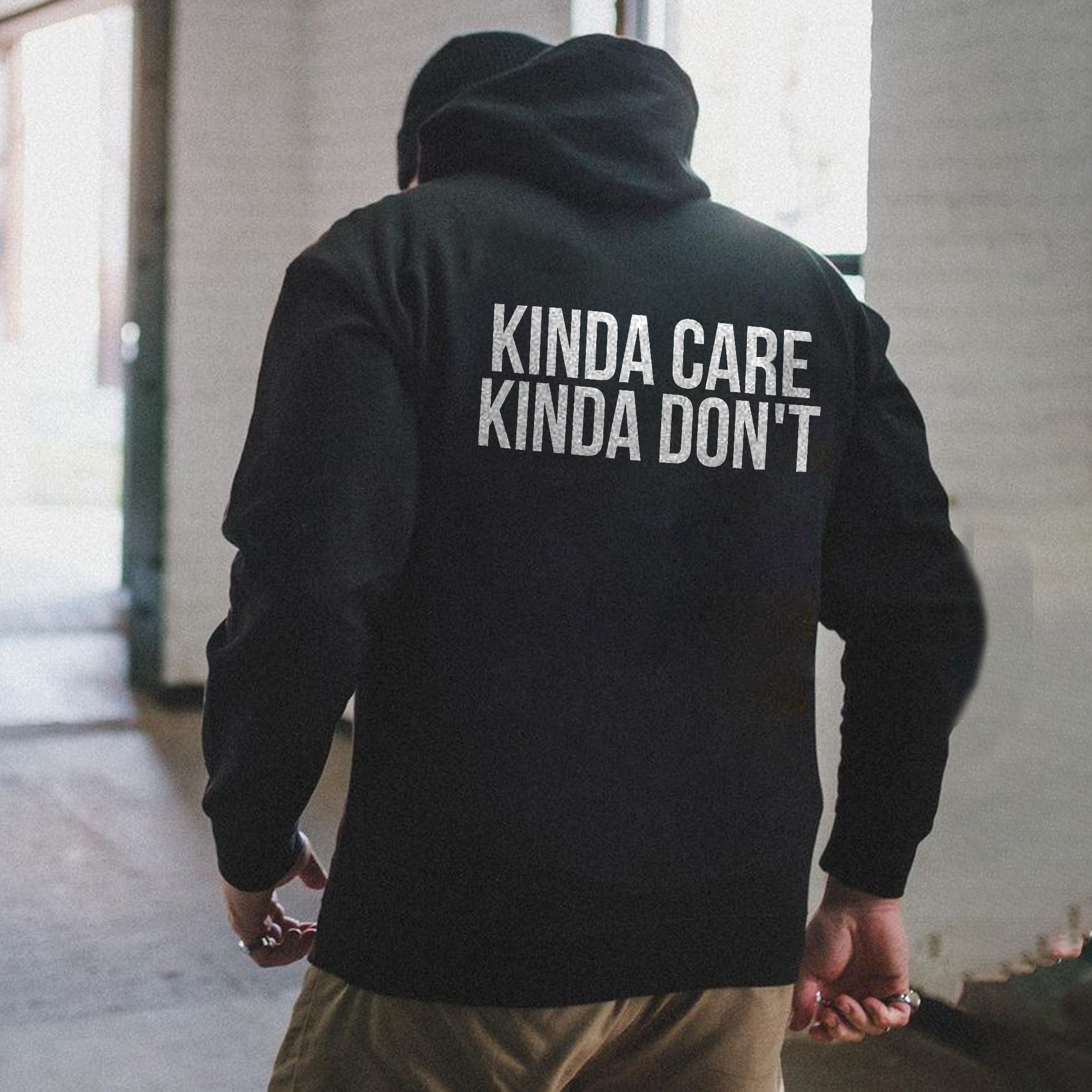  Kinda Care Kinda Don't Men's Hoodie-Ranbybox