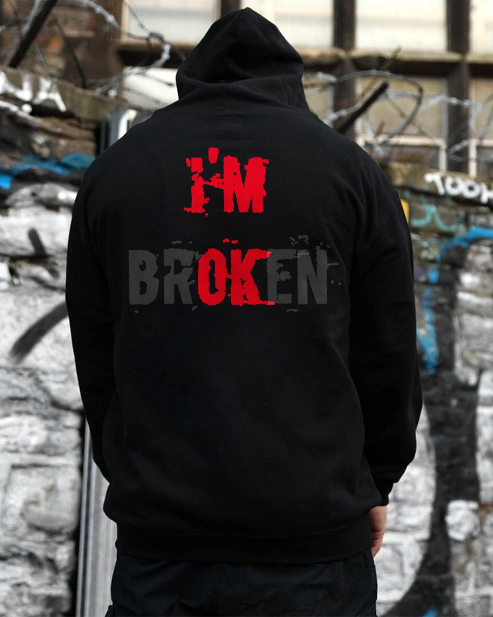 I'm Broken Printed Men's All-match Hoodie-Ranbybox