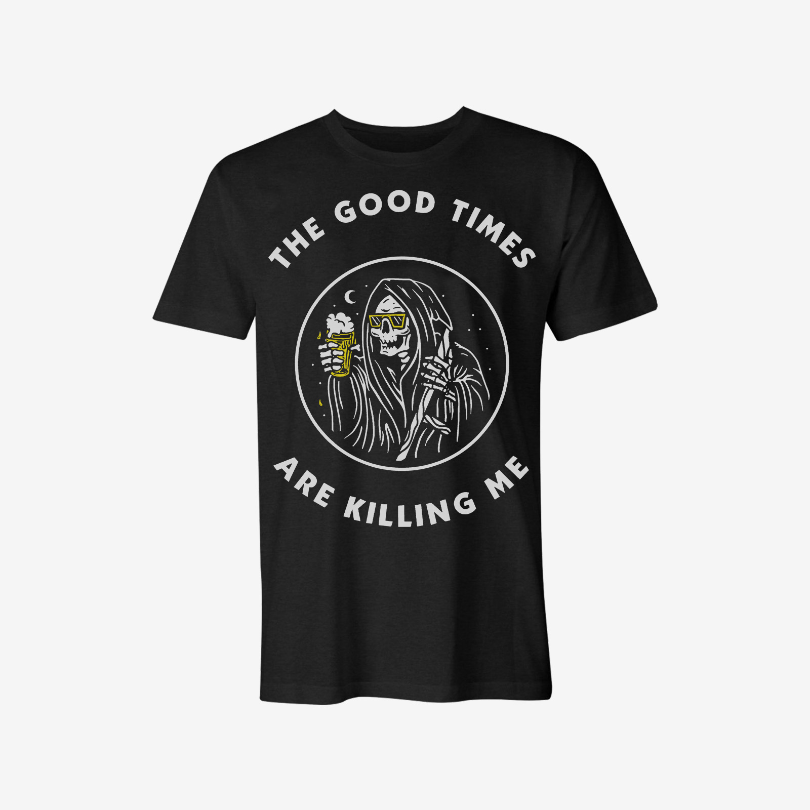  Death skull drinking beer designer T-shirt-Ranbybox