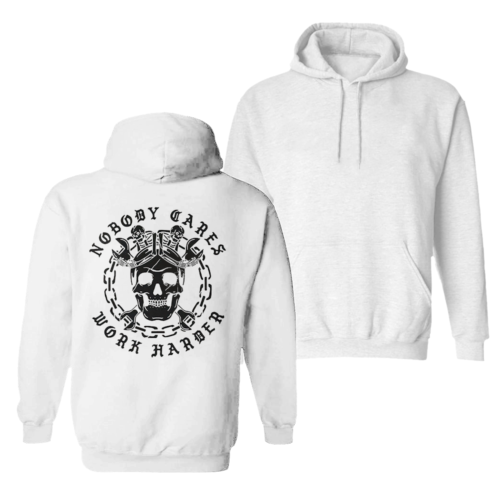  Skull Nobody Cares Work Harder Printed Men's Casual Hoodie-Ranbybox