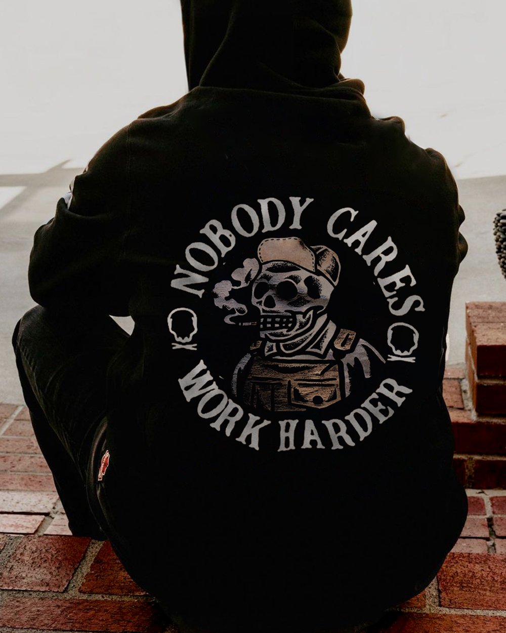  Nobody Cares Work Harder Skull Printed Casual Men's Hoodie-Ranbybox