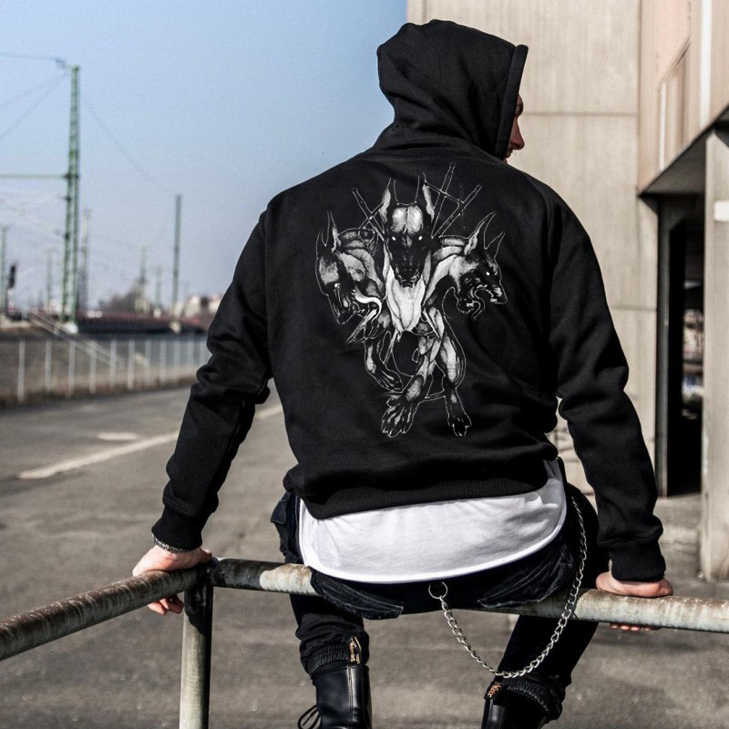  Classic Three-Headed Hellhound Printed Men's Hoodie-Ranbybox