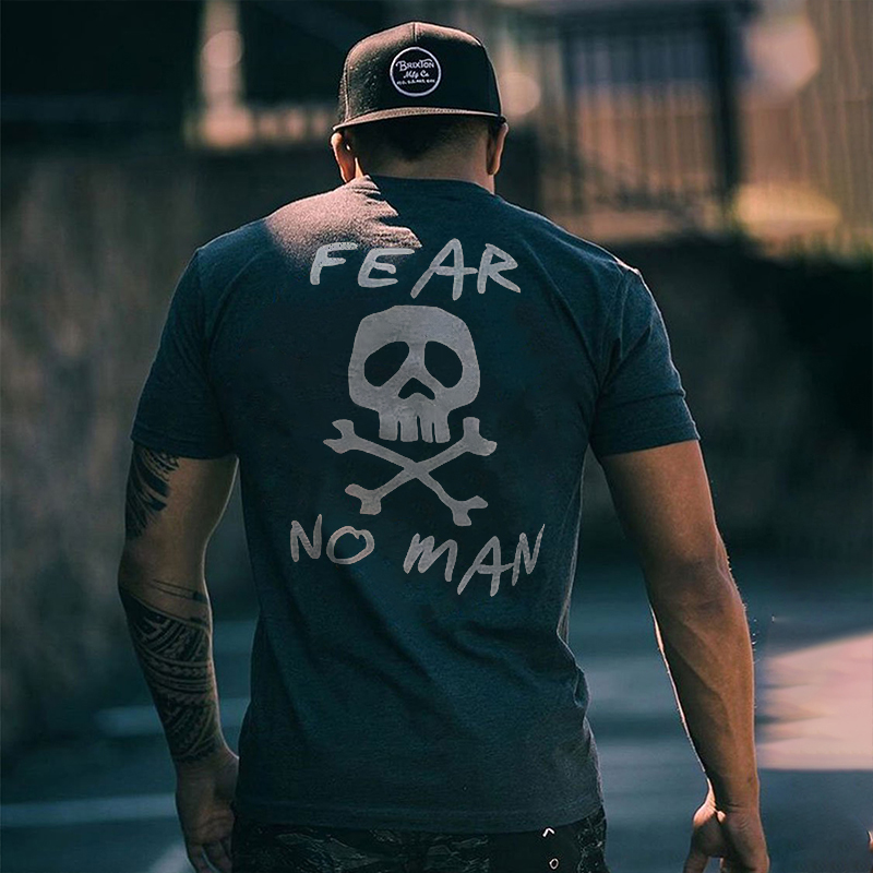Fear No Man Skull Printed Men's T-shirt