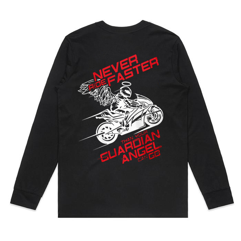 Never Ride Faster Printed Long-Sleeve Men's T-shirt-Ranbybox