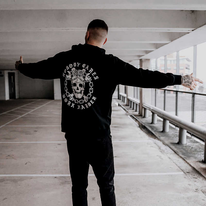  Nobody Cares Work Harder Printed Loose Men's Hoodie-Ranbybox