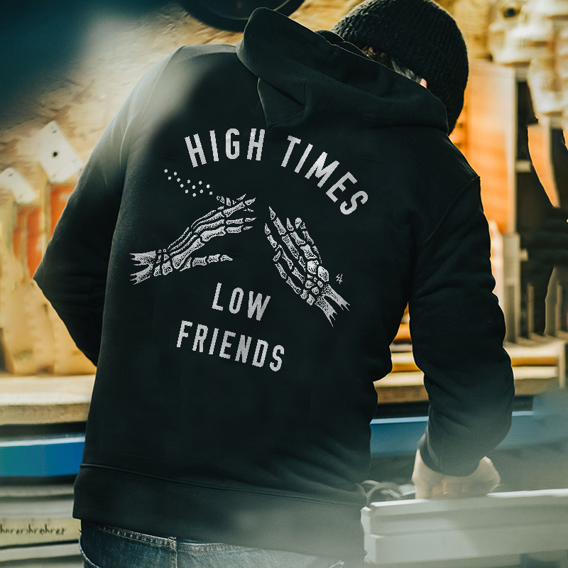  High Times Low Friends Printed Men's Casual Loose Hoodie-Ranbybox