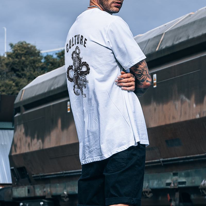  Tiger And Snake Printed Casual Men's T-shirt-Ranbybox