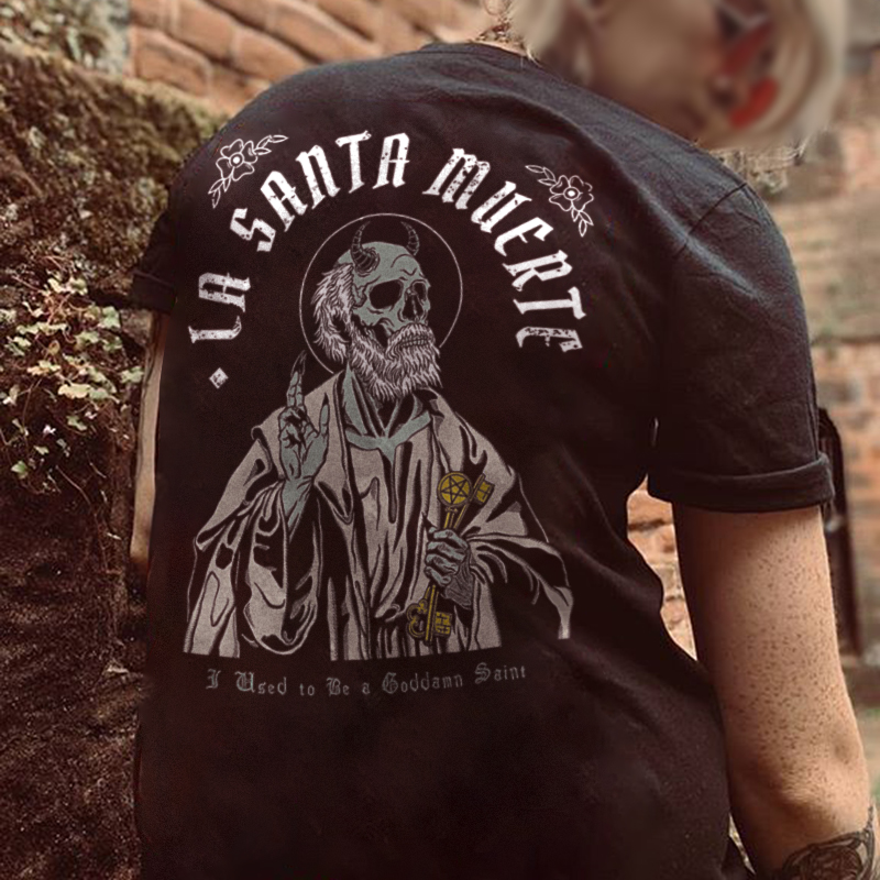 Cloeinc La Santa Muerte Printing Casual Men's T-shirt Designer-Ranbybox