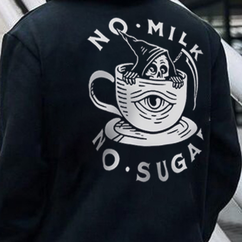  Men's No Milk No Sugar Skull Creative Printed Hoodie-Ranbybox