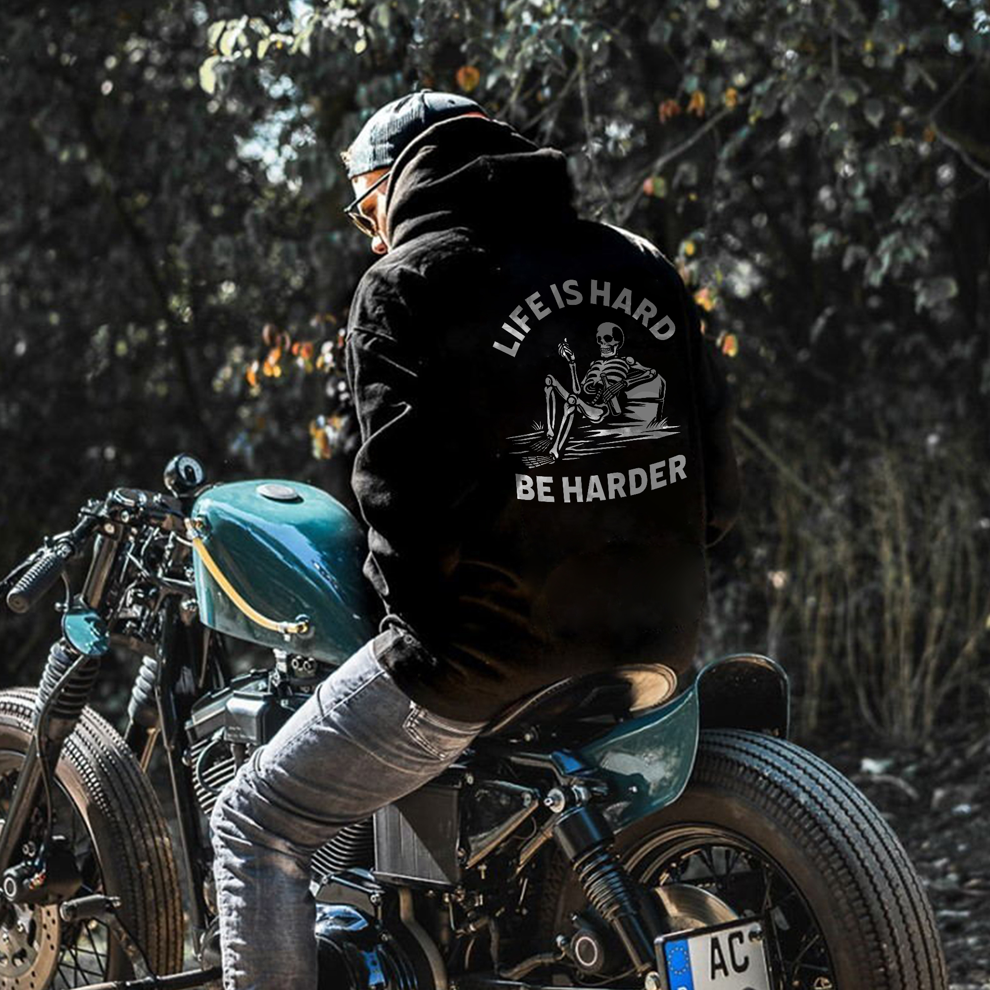  Life Is Hard Be Harder Skull Printed Men's Hoodie-Ranbybox