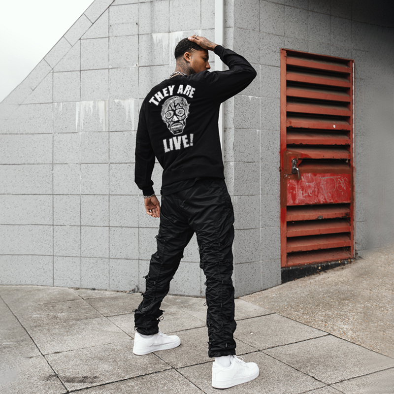 UPRANDY They Are Live! Printed Men's Round Neck Casual Sweatshirt Sold Out-Ranbybox