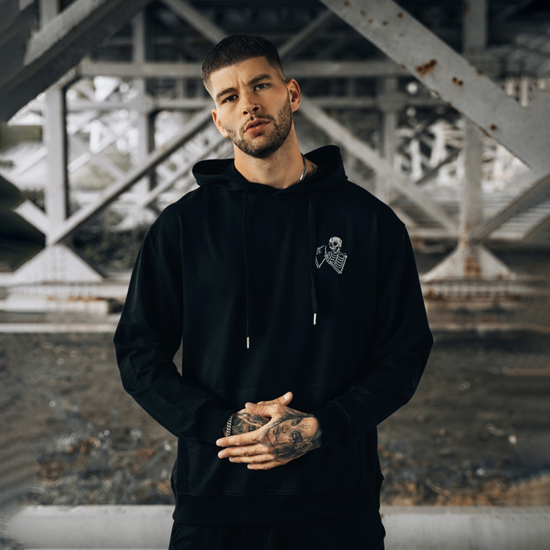  Skeleton Eat Shit Printed Men's Casual Hoodie-Ranbybox