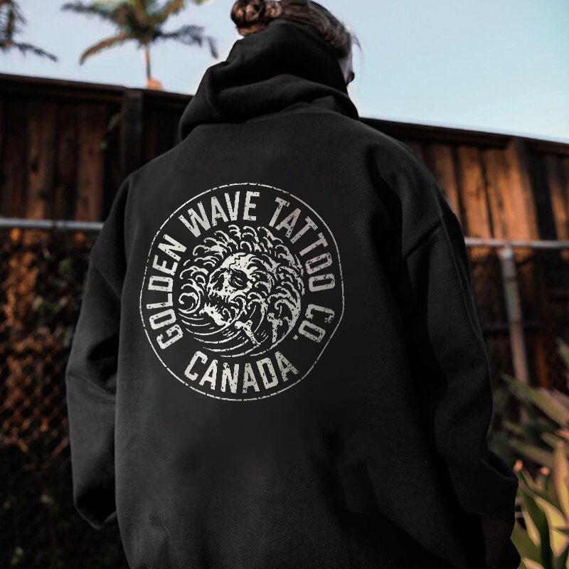  Golden Wave Tattoo Co Printed Casual Men's Hoodie-Ranbybox