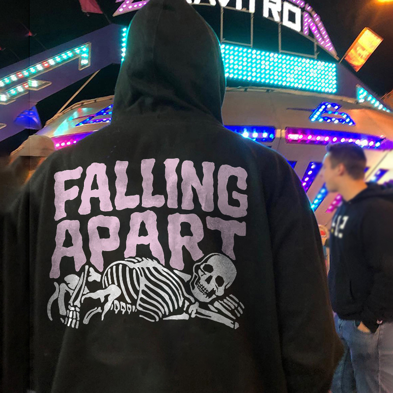  Falling Apart Letters Printed Men's Hoodie-Ranbybox