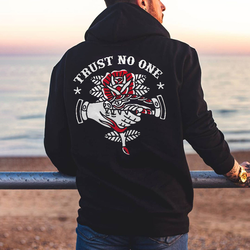  Trust No One Printed Men's Loose Comfortable Hoodie-Ranbybox
