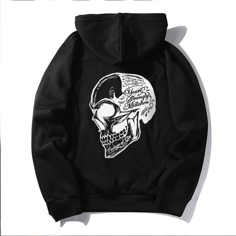  Retro Skull And Letters Printed Men's Hoodie-Ranbybox