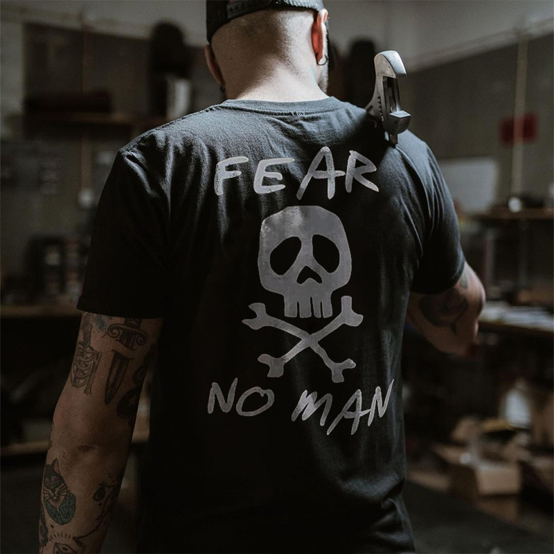 Fear No Man Skull Printed Men's T-shirt