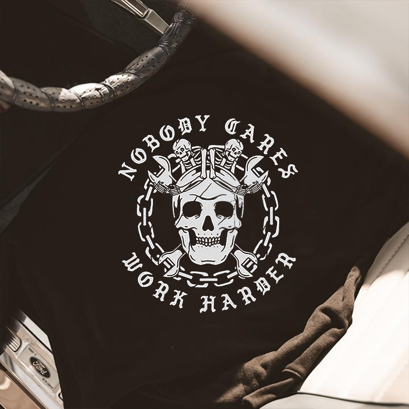 Skull Nobody Cares Work Harder Printed Men's Casual Hoodie-Ranbybox