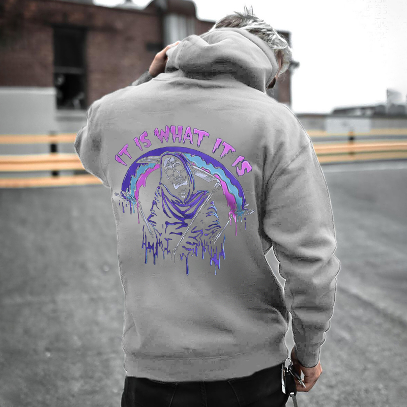  It's What It Is Skull Printed Men's Hoodie