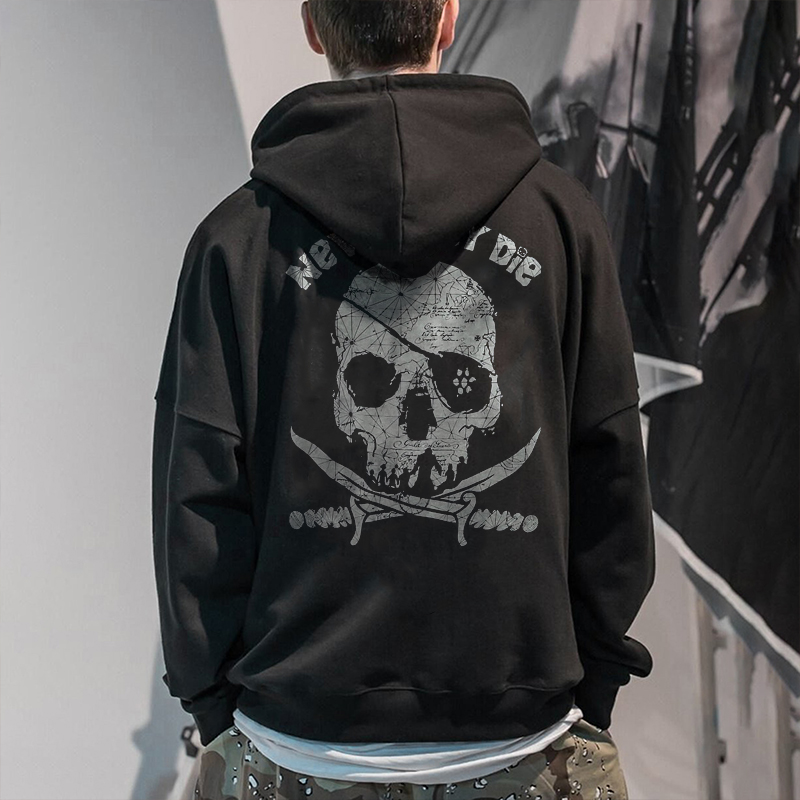  Never Say Die Skull Printed Men's Hoodie-Ranbybox