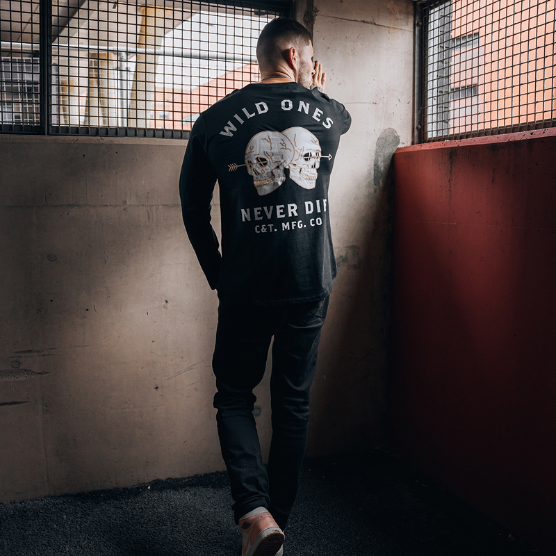  Skull letter designer long sleeve t-shirt-Ranbybox