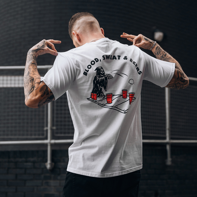  Blood sweat and beers fashion men's T-shirt-Ranbybox