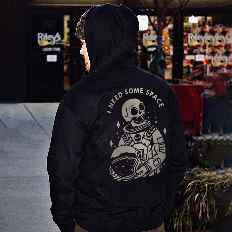  I Need Some Space Skull Astronaut Printed Men's Hoodie-Ranbybox