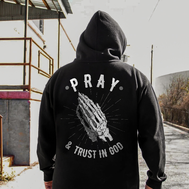  Pray & Trust In God Printed Men's Casual Loose Hoodie-Ranbybox