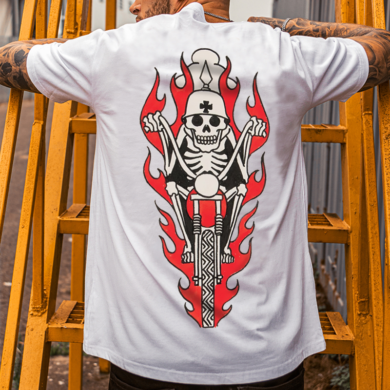  Speeding Skeleton Printed Men's Fashion T-shirt-Ranbybox